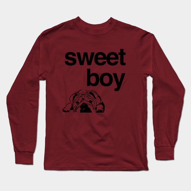 sweet boy cute dog lying Long Sleeve T-Shirt by BoogieCreates